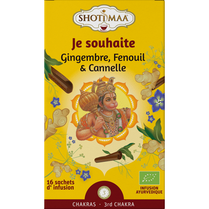 Je souhaite - Gingembre, fenouil & cannelle - Tisane 3ème Chakra - Shoti Maa